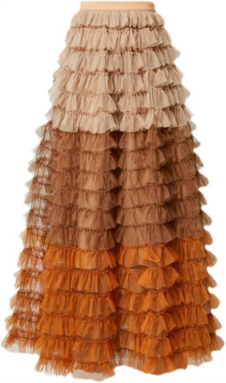 NEW N BY NANCY ruffle net maxi skirt in coffee - Picture 3 of 3